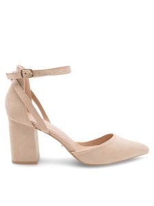 DeeZee Czółenka KL-HT6160 Beżowy. Brązowe czółenka DeeZee, bez wzorów, z materiału, bez obcasa, bez zapięcia. Za 119,99 zł.