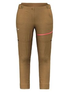 Salewa Spodnie kolarskie Zipp-Off "Vento Hemp/Durastretch" w kolorze jasnobrązowym rozmiar: 36. Brązowe spodnie dresowe Salewa, bez wzorów. Za 293,59 zł.