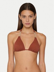 Guess Góra od bikini E6GJ41 KG272 Brązowy. Brązowe bikini Guess, z aplikacjami, z syntetyku. Za 299,99 zł.