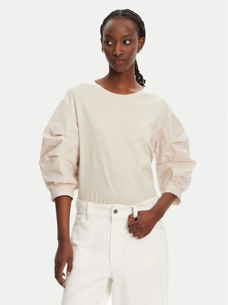 Liu Jo Bluzka WA5359 J4893 Beżowy Regular Fit. Brązowe bluzki Liu Jo, m, bez wzorów, z bawełny, bez kołnierzyka, bez ramiączek. Za 219,99 zł.