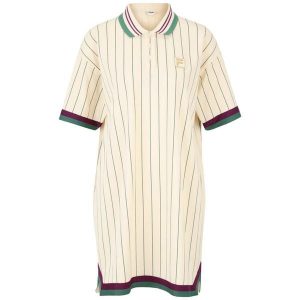 Sukienka polo w paski dla kobiet Fila Lavinia. Brązowe sukienki Fila, s, bez wzorów, eleganckie, bez kołnierzyka, bez ramiączek, sportowe. W wyprzedaży za 236,00 zł.