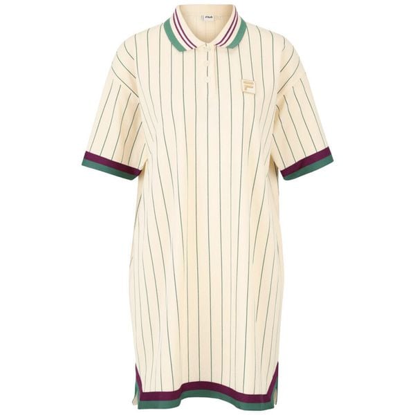 Sukienka polo w paski dla kobiet Fila Lavinia. Brązowe sukienki Fila, s, bez wzorów, eleganckie, bez kołnierzyka, bez ramiączek, sportowe. W wyprzedaży za 240,50 zł.