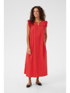 CULTURE Sukienka w kolorze czerwonym rozmiar: L. Czerwone sukienki Culture, l, bez wzorów, bez kołnierzyka, bez ramiączek, maxi. Za 159,95 zł.
