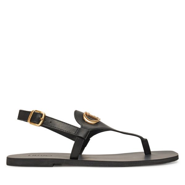 Sandały Liu Jo. Czarne sandały Liu Jo, bez wzorów, bez obcasa, na płaskiej podeszwie, bez zapięcia. Za 449,99 zł.