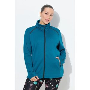 Damskie Bluza funkcyjna podszewka ze sztucznego futra stójka długi rękaw. Niebieskie bluzy Ulla Popken, plus size, bez wzorów, z elastanu, bez kaptura. Za 279,99 zł.