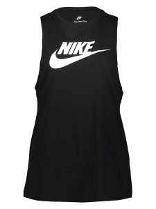 Nike Top w kolorze czarnym rozmiar: L. Czarne topy Nike, l, bez wzorów, z bawełny, bez kołnierzyka, bez ramiączek. Za 97,51 zł.