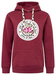 Zwillingsherz Bluza "Kelly" w kolorze bordowym rozmiar: S/M. Czerwone bluzy Zwillingsherz, m, bez wzorów, z kapturem. Za 250,35 zł.