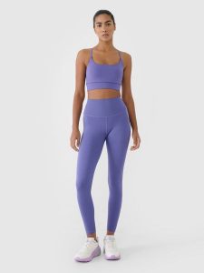 4F Legginsy treningowe z wysokim stanem damskie - granatowe XS. Niebieskie legginsy 4f, bez wzorów, z dzianiny, z podwyższonym stanem. W wyprzedaży za 79,99 zł.