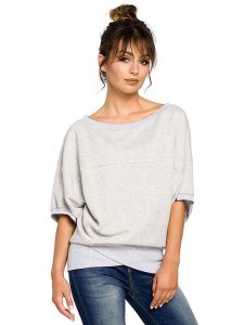 Be Wear Bluzka w kolorze jasnoszarym rozmiar: L/XL. Szare bluzki Be Wear, l, bez wzorów, bez kołnierzyka, bez ramiączek. Za 113,45 zł.