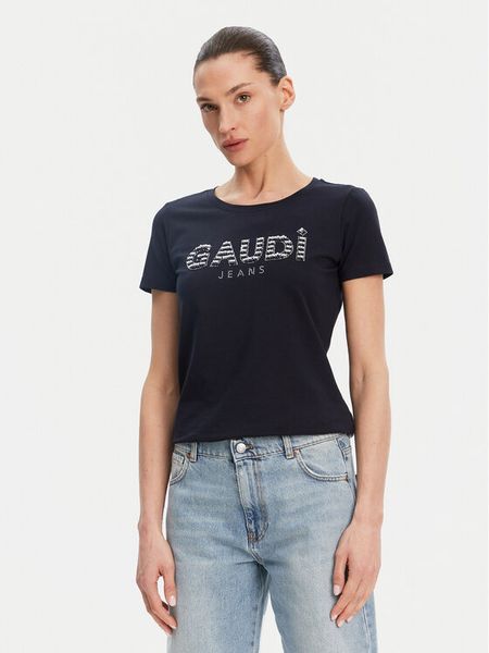Gaudi T-Shirt 511BD64021 Granatowy Regular Fit. Niebieskie t-shirty Gaudi, s, bez wzorów, z bawełny, bez kołnierzyka, bez ramiączek. Za 166,99 zł.