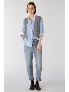 Oui Dżinsy - Mom fit - w kolorze niebieskim rozmiar: 36. Niebieskie jeansy Oui, z aplikacjami. Za 184,46 zł.