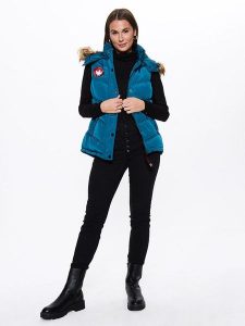 CANADA weather gear Kamizelka pikowana w kolorze niebieskim rozmiar: XL. Niebieskie kamizelki CANADA weather gear, xl, bez wzorów, bez kołnierzyka, bez ramiączek, bez kaptura. Za 209,64 zł.