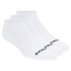Skarpetki sportowe dla dorosłych 3pk Unisex Non Terry No Show. Białe skarpetki Skechers, bez wzorów, z bawełny. Za 39,99 zł.