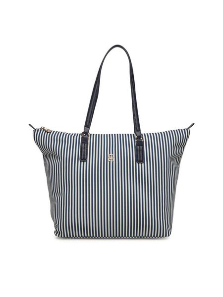 Tommy Hilfiger Torebka Poppy Summer Tote AW0AW17203 Granatowy. Niebieskie shopper bag TOMMY HILFIGER, bez wzorów, z materiału, bez dodatków. Za 259,99 zł.