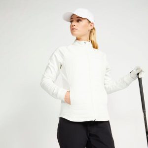Kurtka do golfa damska Inesis CW500 ciepła. Białe golfy INESIS, bez wzorów, z elastanu. Za 229,99 zł.
