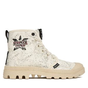 Trapery Palladium. Białe buty zimowe Palladium, bez obcasa, bez zapięcia. Za 499,99 zł.