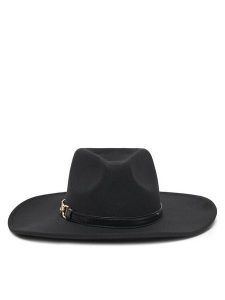 Guess Kapelusz AW5438 POL01 Czarny. Czarne kapelusze Guess, z aplikacjami, z materiału. Za 199,99 zł.