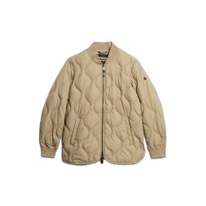 Damska kurtka puchowa Superdry. Brązowe kurtki Superdry, bez wzorów, z puchu, bez kaptura. W wyprzedaży za 438,95 zł.