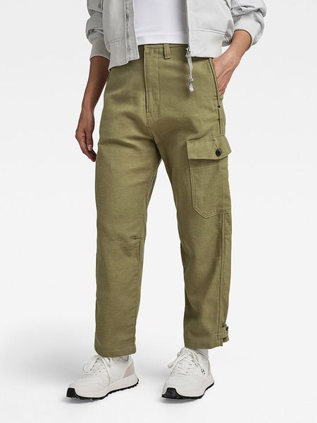 G-Star Bojówki w kolorze oliwkowym rozmiar: W29. Zielone spodnie z wysokim stanem G-Star, bez wzorów, z podwyższonym stanem. Za 122,09 zł.