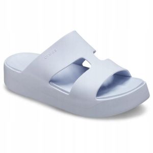 Klapki Dla Dorosłych Crocs Getaway Platform H-strap. Fioletowe klapki Crocs, bez wzorów, z materiału, bez obcasa. Za 139,99 zł.