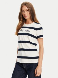Tommy Hilfiger T-Shirt Script WW0WW45746 Écru Regular Fit. T-shirty TOMMY HILFIGER, s, bez wzorów, z bawełny, bez kołnierzyka, bez ramiączek. Za 139,99 zł.