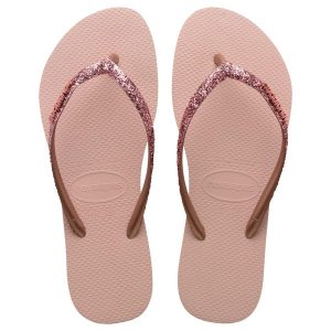 Japonki damskie Havaianas Slim Glitter II. Czerwone klapki Havaianas, bez wzorów, bez obcasa. Za 119,99 zł.
