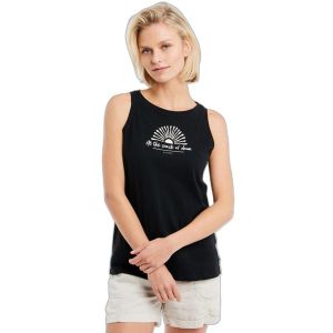 Damski tank top Protest Prtkuhli. Czarne topy Protest, bez wzorów, z bawełny, eleganckie, bez kołnierzyka, bez ramiączek. Za 109,99 zł.