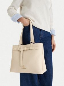 Beverly Hills Polo Club Torebka CEO-BHPC-C-004-09 Écru. Shopper bag Beverly Hills Polo Club, bez wzorów, z materiału, bez dodatków. Za 269,99 zł.