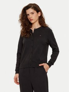 Tommy Hilfiger Kardigan WW0WW42370 Czarny Regular Fit. Czarne kardigany TOMMY HILFIGER, z bawełny. Za 369,99 zł.