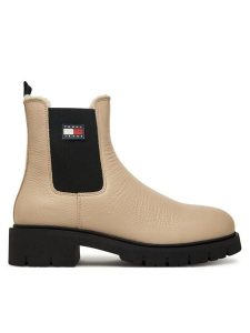 Tommy Jeans Sztyblety Tjw Chelsea Boot Wl EN0EN02826 Écru. Botki Tommy Jeans, bez wzorów, z jeansu, bez obcasa, na płaskiej podeszwie, bez zapięcia. Za 519,99 zł.