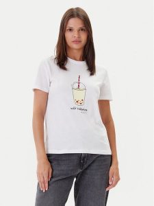 ONLY T-Shirt Fun Life 15349901 Biały Regular Fit. Białe t-shirty ONLY, xl, bez wzorów, z bawełny, bez kołnierzyka, bez ramiączek. Za 39,99 zł.