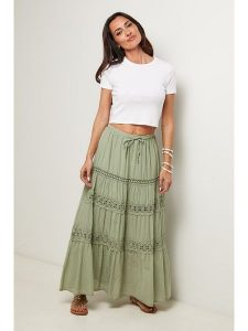 Le Monde du Lin Spódnica w kolorze oliwkowym rozmiar: 36/38. Brązowe spódnice Le Monde du Lin, bez wzorów, z bawełny, maxi. Za 130,99 zł.
