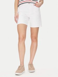 Tommy Hilfiger Szorty jeansowe Dnm Straight Short Rw White WW0WW45924 Biały Regular Fit. Białe szorty TOMMY HILFIGER, bez wzorów, z bawełny. Za 219,99 zł.