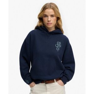 Bluza damska z kapturem Superdry Heritage Hamptons. Niebieskie bluzy Superdry, bez wzorów, z kapturem. Za 323,35 zł.