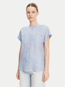 Tommy Hilfiger Koszula WW0WW44715 Błękitny Regular Fit. Niebieskie koszule TOMMY HILFIGER, bez wzorów, ze lnu, bez kołnierzyka, bez ramiączek. Za 249,99 zł.