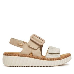 Sandały Rieker. Brązowe sandały Rieker, bez wzorów, bez obcasa, na płaskiej podeszwie, bez zapięcia. Za 319,99 zł.