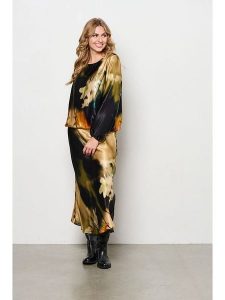 &Co Woman Spódnica "Bibbi" w kolorze granatowo-jasnobrązowym rozmiar: S. Czarne spódnice &Co Woman, na co dzień, s, bez wzorów, z wiskozy, midi. Za 220,95 zł.