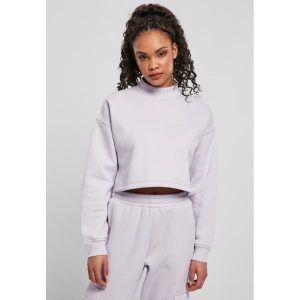 Bluza damska Urban Classics cropped oversized high neck crew. Fioletowe bluzy Urban Classics, bez wzorów, bez kaptura. Za 182,50 zł.