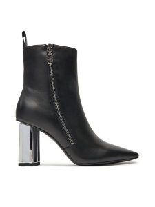 KARL LAGERFELD Botki KL33964 Czarny. Czarne botki KARL LAGERFELD, bez wzorów, ze skóry, bez obcasa, na słupku, bez zapięcia. Za 569,99 zł.