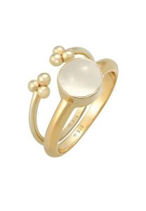 Elli PREMIUM Damski Duet Klasyczny Elegancki Trend Minimalny z kamieniem księżycowym w pozłacanym srebrze próby 925 Sterling Silver Pierścionki 1 ct. Szare pierścionki Elli PREMIUM, z kamieniem księżycowym, pozłacane. Za 279,64 zł.