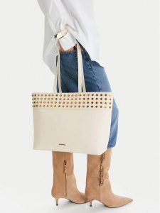 Badura Torebka C-MADIA-2533A Écru. Shopper bag Badura, bez wzorów, z materiału, bez dodatków. Za 279,99 zł.
