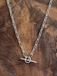 Eclat d'Argent Srebrny naszyjnik z elementem ozdobnym - dł. 45 cm rozmiar: onesize. Szare naszyjniki Eclat d'Argent, srebrne. Za 237,17 zł.