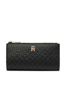 Tommy Hilfiger Portfel Th Icon Long Bifold Mono AW0AW18989 Czarny. Czarne portfele TOMMY HILFIGER, bez wzorów, ze skóry. Za 289,99 zł.