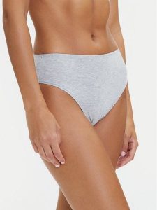 Hunkemöller Figi klasyczne z wysokim stanem 302033 Szary. Szare figi Hunkemöller, bez wzorów, z bawełny. Za 49,99 zł.
