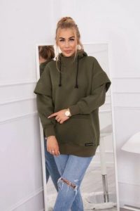 Bluza ocieplana z półgolfem khaki. Brązowe bluzy KESI, l, bez wzorów, z bawełny, bez kaptura. Za 238,37 zł.