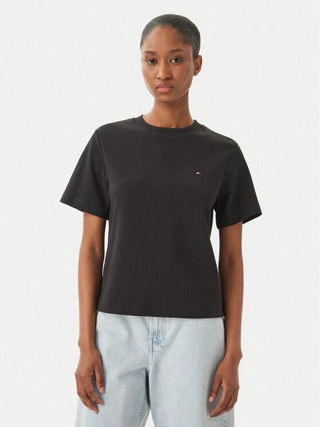 Tommy Hilfiger T-Shirt WW0WW49646 Czarny Boxy Fit. Czarne t-shirty TOMMY HILFIGER, m, bez wzorów, z bawełny, bez kołnierzyka, bez ramiączek. Za 159,99 zł.