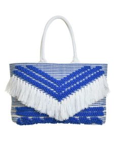 BLE Shopper bag w kolorze biało-niebieskim - 55 x 34 cm rozmiar: onesize. Białe shopper bag BLE, bez wzorów, z materiału, na ramię, bez dodatków. Za 80,45 zł.