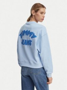 Tommy Jeans Bluza Bubble Logo DW0DW22366 Niebieski jasny Boxy Fit. Niebieskie bluzy Tommy Jeans, l, bez wzorów, z bawełny, bez kaptura. Za 347,99 zł.