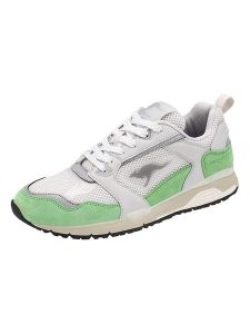Kangaroos Skórzane sneakersy "Exo II Ultimate Y2K" w kolorze biało-zielonym rozmiar: 37. Białe trampki KangaROOS, bez wzorów, z materiału, bez zapięcia. Za 217,99 zł.