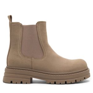 Sztyblety Jenny Fairy. Brązowe botki Jenny Fairy, bez wzorów, bez obcasa, na płaskiej podeszwie, bez zapięcia. Za 139,99 zł.